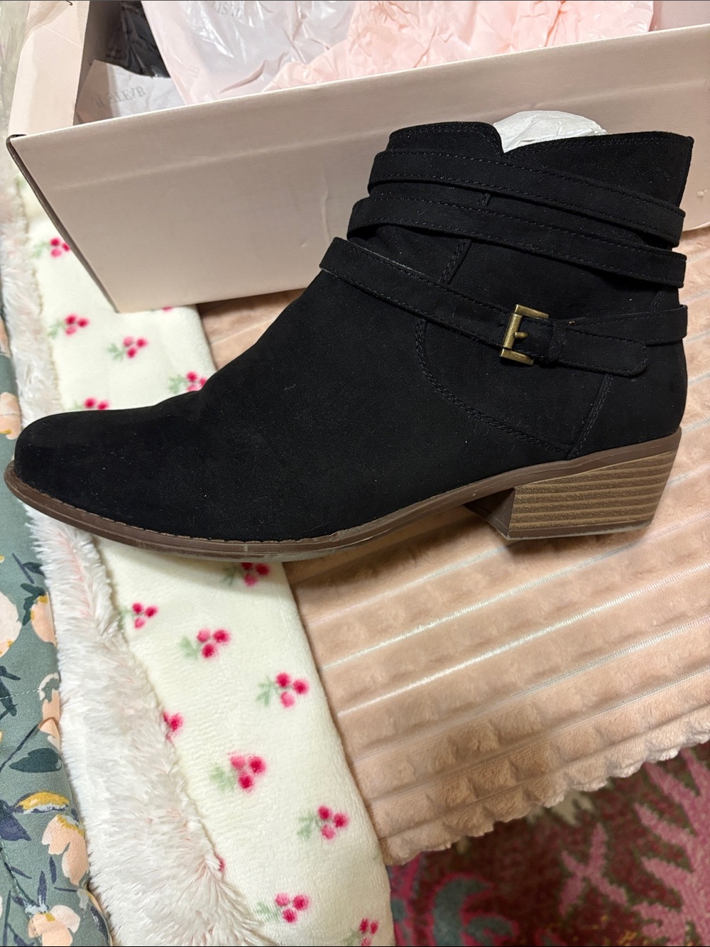 JustFab Womens Black ‘suede’ Ankle Boots sz 10